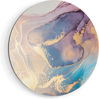 Artaza Dibond Muurcirkel Abstracte Kunst van Marmer - Ø 40 cm - Klein - Wandcirkel - Rond Schilderij - Voor Binnen en Buiten