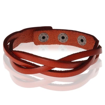 Stone Valley gevlochten leren armband Heren Bruin