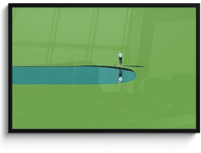 Poster in lijst - Fotolijst 120x80 cm - Posters - Persoon - Golf - Water - Blauw - Posterlijst zwart - Decoratie - Wanddecoratie woonkamer - Muurdecoratie slaapkamer - Kerstversiering - Kerstdecoratie voor binnen - Kerstmis