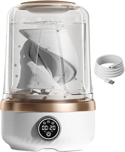 Mini Wasmachine - Draagbare Wasmachine - Ondergoed Wassen - Oplaadbaar & Stil - 2L Capaciteit - Wit