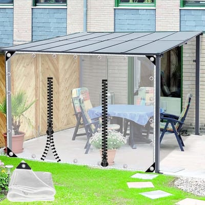 Transparant PVC zeildoek met zijpanelen en ritssluiting voor buiten