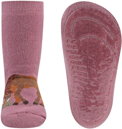 Antislipsokken Ewers Kindermaat - Roze met Paard Donkerbruin Grazend - Siliconenzool-19/20