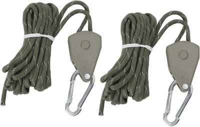 Verstelbare Camping Touwpulley Set, 4m Touw met Ratchet Pulley voor Tent en Zeil, Snelle Installatie voor Buitenactiviteiten, Ideaal voor Camping en Kayak