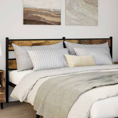 vidaXL - Vervangend - hoofdbord - 200 - cm - ijzer - en - gerookt - eikenkleurig