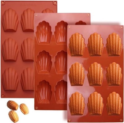 Siliconen Madeleine bakvorm met 9 holtes - Rode cakevorm voor chocolade, snoep en ijsblokjes.