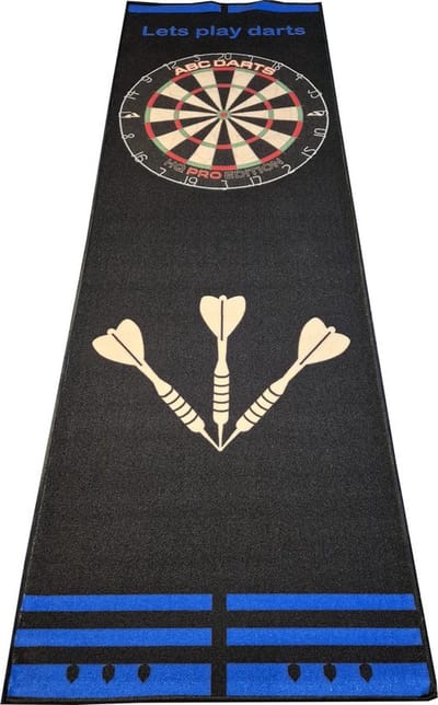 Dartmat - Zwart met Blauw - 240x80 cm