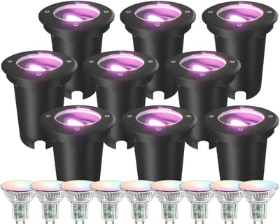 Ledvion Set van 9 LED Grondspot Buiten IP67 4.9W 230V 345Lm GU10 RGB rond