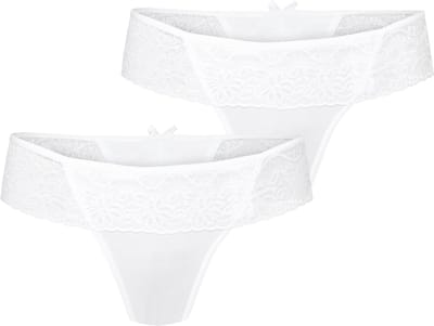 Bellivalini Dames Slip Onderbroek – (2Pack) Wit – S - MS-GAB-161-String-2P