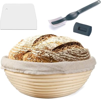 Core® Rijsmandje Broodbakken - Rijsmandje Brood - Rijsmand Rond - Beige - 25cm x 9cm x 25cm
