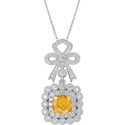 Nieuwe IJssnede Hoge Koolstof Diamant Hanger Sleutelbeenketting Strik Cadeaubox S925 Platina Vergulde Ketting white