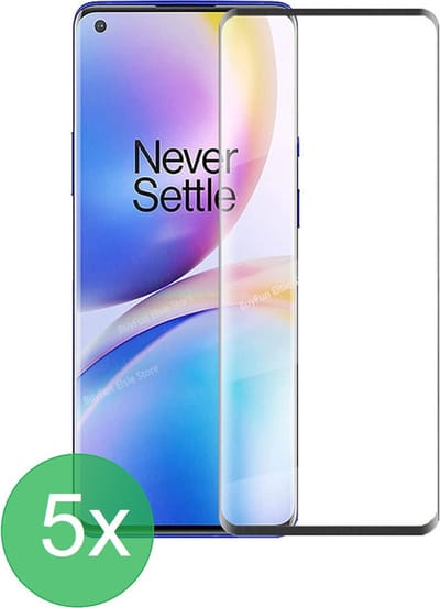 Full Screenprotector 5x Geschikt voor OnePlus 8 Pro - screen protector - volledige glas - bescherming - beschermglas - ZT Accessoires