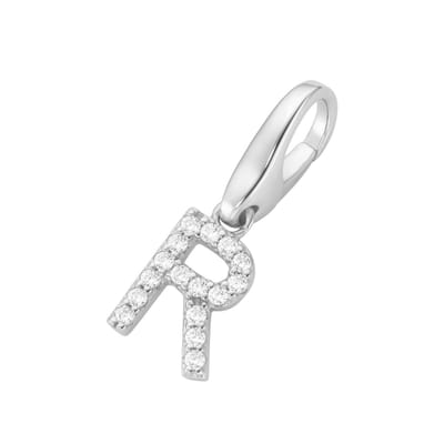 Zilveren Bedel met stenen | Letter R | Giorgio Martello | Gerhodineerd zilver 925