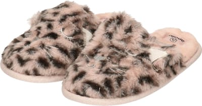Instap sloffen/pantoffels - luipaard print roze - maat 31-32 - kinderen - meisjes slippers