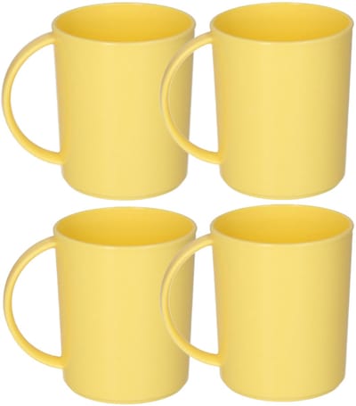 Plasticforte onbreekbare Drinkbekers - 4x - kunststof - 350 ml - geel - kinderen - camping - mokken