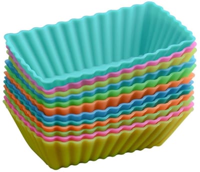 Dailygoods- Cakevorm 12 Stuks - Siliconen Muffin Vormpjes - Rechthoekige Bakvormen - Antiaanbaklaag - Keuken Accessoires - Praktisch Bakgereedschap - Muffinvorm