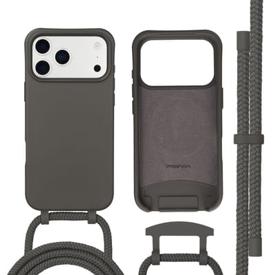 imoshion Hoesje - Geschikt voor iPhone 17 Pro - Color Backcover met afneembaar koord geschikt voor MagSafe - Black Coffee