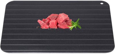 Dailygoods- Ontdooidienblad Aluminium - Vlees/Voedsel Ontdooi Plaat - Zwart - Huishoudapparaat - 23 x 16,5 cm - 100% Nieuw - Ontdooiplaat