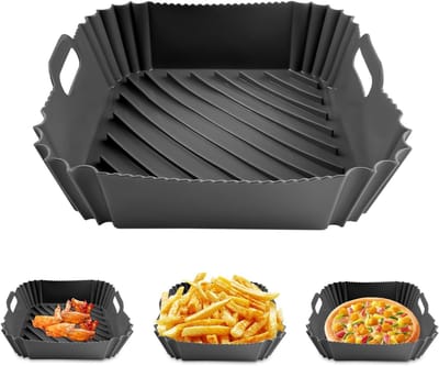 Famanu – Siliconen vormen voor heteluchtfriteuse - herbruikbare pot - inzetstuk - rechthoekig - accessoires voor oven - magnetron - cakevorm