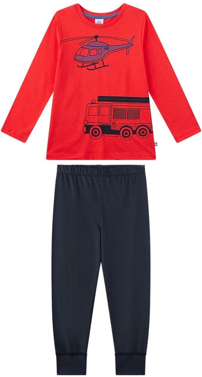 Sanetta Pyjama Schlafanzug Feuerwehr lang