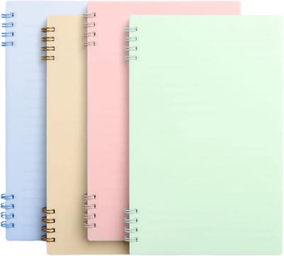 sus 4 stuks Coil Notebooks, A5 Notitieblokken, Campus Wirebound Notebook, 180 ° Tegels, 60 Pagina' , voor Office, School, Student, Record Meeting (4 kleuren)