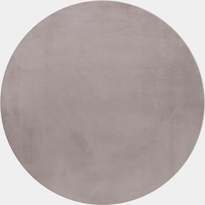 Pouffy Fluffy - Hoogpolig Rond Vloerkleed - Uni Kleur - Beige - Woonkamer Tapijt - Katoenen Rug- 120 CM Ø