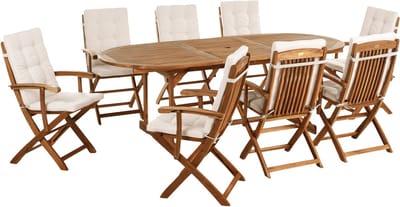 MAUI PREMIUM - Tuinset voor 8 - Lichtbeige - Acaciahout