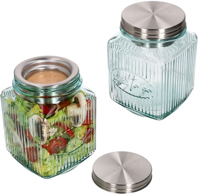 Set van 2 salade to go voorraadpotten 11,5x11,5 125cl