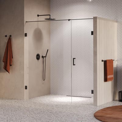 Brauer Void - Nisdeur - 2-Delig - Helder Glas - 190 x 200 cm - Omkeerbaar - met Draaideur 70 cm - Aan Muur - incl. Glascoating - PVD Gunmetal