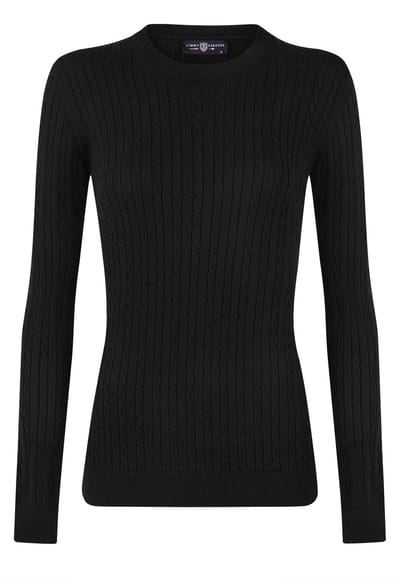 Jimmy Sanders Kabeltrui - Trui Ronde Hals - 100% Katoen Dames Zwart - L