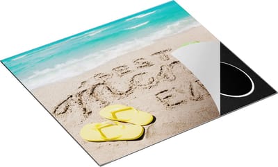 Chefcare Inductie Beschermer Best Mom Ever op het Strand met Slippers - 60x50 cm - Afdekplaat Inductie - Kookplaat Beschermer - Inductie Mat