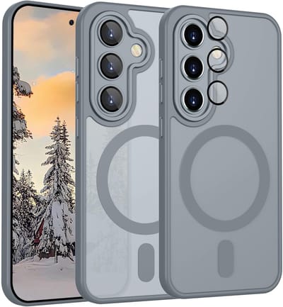 Hoesje Geschikt voor Samsung Galaxy S26 - Grijs - Casemania Matte Armor Magnetische Back Cover - Geschikt voor MagSafe Telefoonhoesje - Val/Stoot Bescherming met Camera Protection