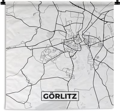 Wandkleed - Wanddoek - Plattegrond - Görlitz - Kaart - Stadskaart - 180x180 cm - Wandtapijt