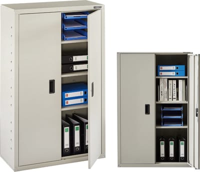 AREBOS Archiefkast - Dossierkast - Roldeurkast - Kantoorkast - Opbergkasten met deuren - Archiefkast Metaal - 140 x 90 x 40 cm - Grijs