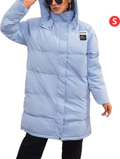 Livano Winterjas - Dames - Parka Winterjas - Winter - Volwassen - Lange Jas Dames - Herfst - Lichtblauw - Maat S