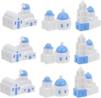 Miniatuur Dorp Set - Kleine Huisjes - Tuin Decoratie - Mediterrane Stijl - Compact Formaat - Multicolor