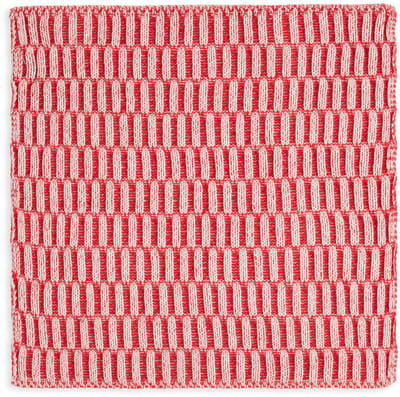 Knit Factory Vaatdoek Block - Gebreide vaatdoek gemaakt van 50% Katoen en 50% acryl - Vaatwasdoek - 1 stuk - Ecru/Rood - 27x27 cm