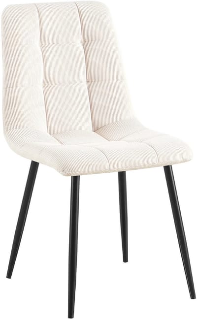 CLP Antibes Eetkamerstoel - klassiek - Metalen Frame - Belastbaar tot 150 kg - Corduroy - Ribstof/creme