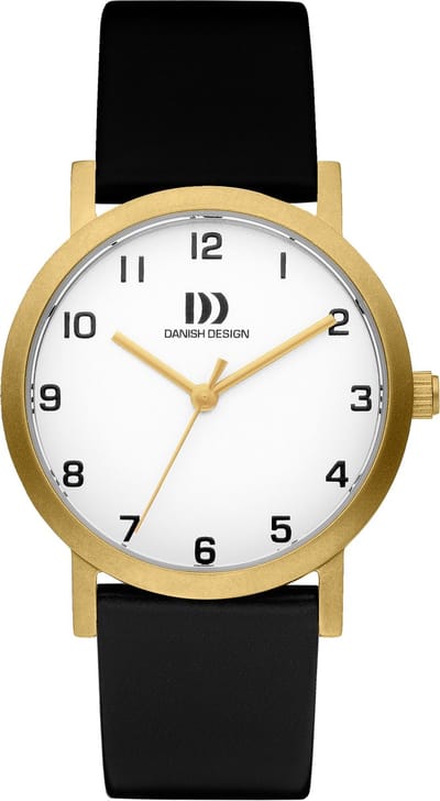 Danish Design Rhône - Horloge Dames - Zwart/Goud - Analoog - Leer - 30 mm - Quartz - Rond - Luxe