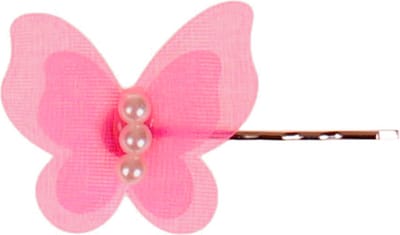 Schuifspeldje Vlindertje Organza Donkerroze met Pareltjes - 4x3,5cm