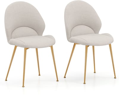 COSTWAY Eetkamerstoelen, set van 2, accentstoelen met gebogen rugleuning, gestoffeerde stoel, woonkamerstoel, tot 150 kg belastbaar, keukenstoel voor woonkamer, eetkamer, werkkamer
