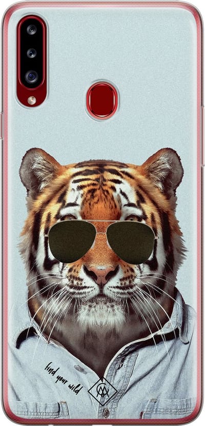Casimoda® hoesje - Geschikt voor Samsung A20s - Tijger Wild - Backcover - Siliconen/TPU - Blauw