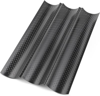 Bakvorm Baguettes - Brood bakplaat - Zelf brood bakken - Antiaanbaklaag - 38 x 24.5 cm - Zwart