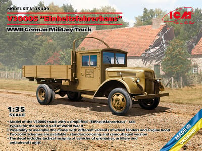 ICM Modelbouwpakket Militaire voertuigen - 35409 V3000S Einheitsfahrerhaus - WWII German Military Truck Plastic - 1:35 - Modelbouw