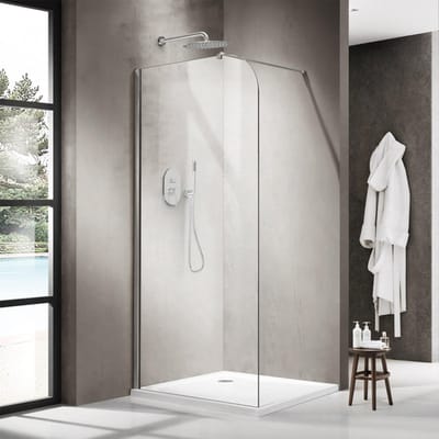 FugaFlow Eccelente Vetro Inloopdouche - 120x200cm - afgeronde glaswand - helder glas - wandarm - Chroom