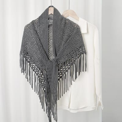 Gebreide Katoenen Tassels Sjaals Sjaal Vrouw Zacht Hoge Kwaliteit Wikkels Dames Reizen Strand Cape Vrouw Holle Mode Sjaals gray