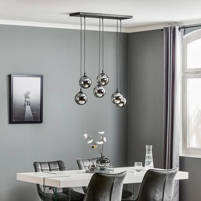 EMIBIG LIGHTING Hanglamp Glassy, 6-lamps, zwart, grafiet, glas, 75 cm