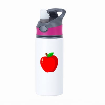 Hacebo® - Rode appel waterfles met rietje roze - Appel - fruit liefhebbers - Fruit - vrucht - gezond eten - water fles - 650ML