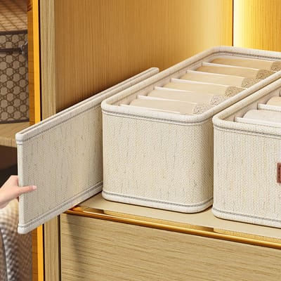 2-delige opvouwbare opbergdoos – 7 vakken per stuk – 32x16x11cm – Voor ondergoed, slipjes, sokken en bh's – Voor kledingkast en lades