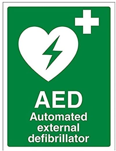 AED Automatische Externe Defibrillator Eerste Hulp Teken - Zelfklevend - Portret - 150 mm x 200 mm - Groen