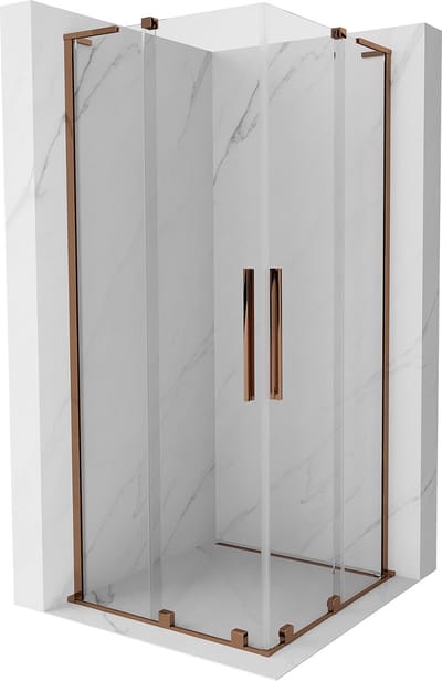 Mexen Velar L Duo schuifdouchecabine 80 x 80 , transparant, roségoud - 871-080-080-02-03-60